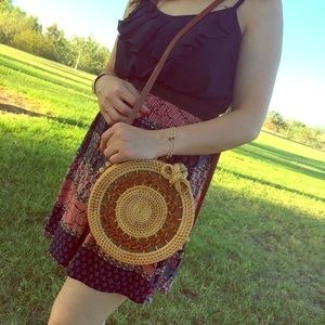 SALE! Handmade Ata Rattan round bag crossbody